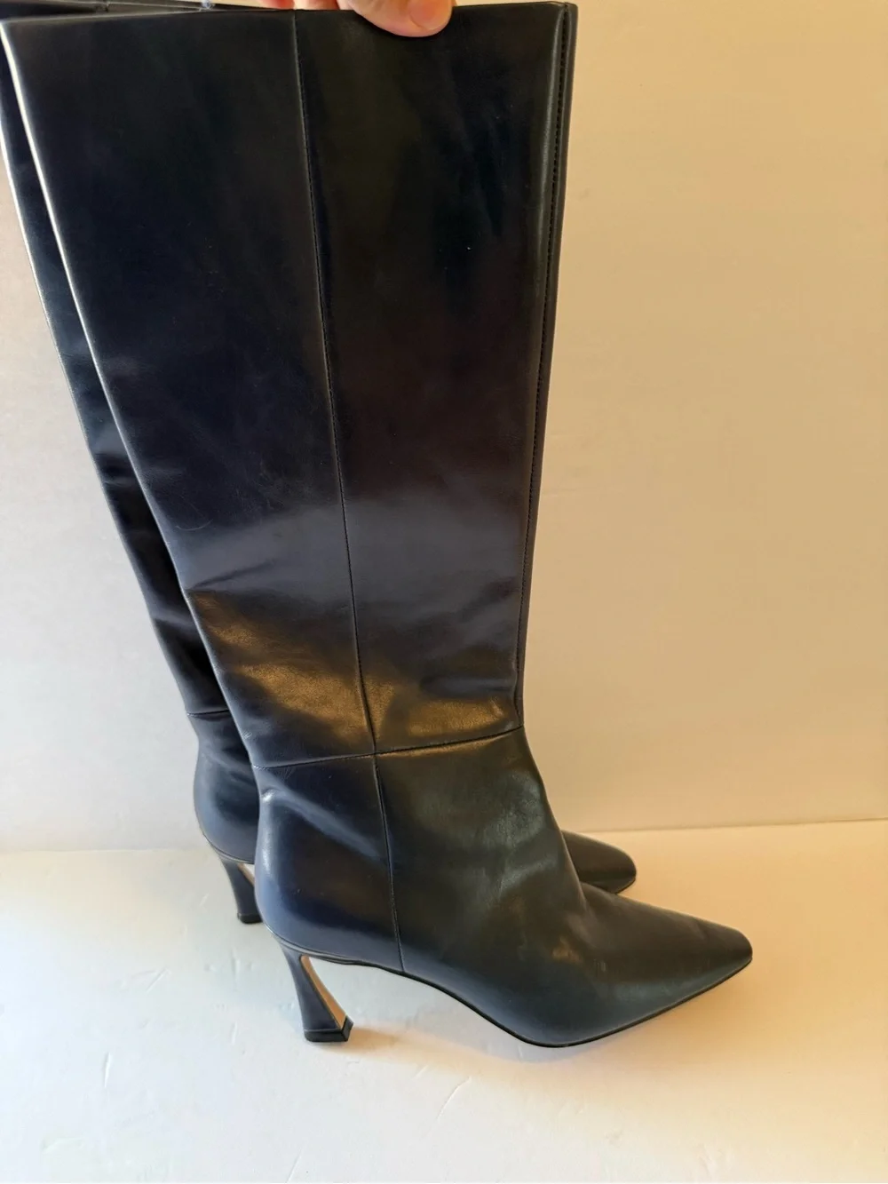 Vince Camuto Blue Leather Over-The-Knee Pointed Toe Boots Size 8